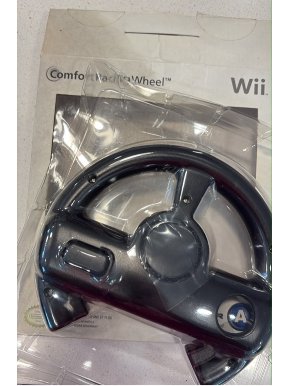 Power A Comfort Racing Wheel Nintendo Wii Remote Attachment Black In Box #26A